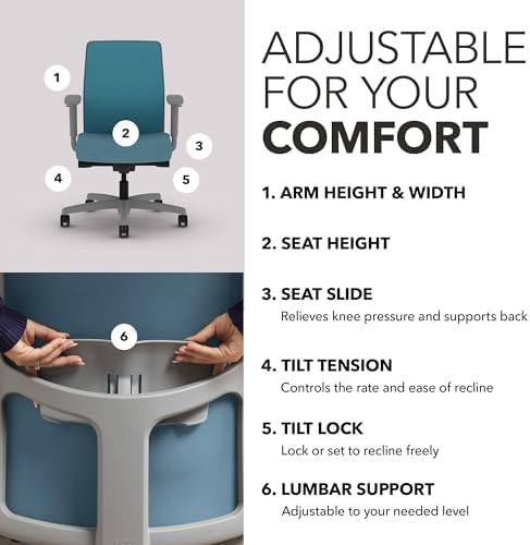 HON Ignition 2.0 Low Back Ergonomic Office Chair, Desk Chair, Sky
