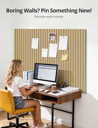 Kuchoow Large Felt Bulletin Board Cork Tiles for Wall Office Decor Brown Memo Pinboards, 48" × 36" Self Adhesive 12 Pack Photo Display Decorative Mood Corkboard Panels for Classroom Kitchen Home