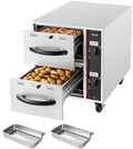 VEVOR Commercial Electric Drawer Warmer,2 Full-Size Pan Stainless Steel Food Warmer,Freestanding Standard Warming Drawer Cabinet,85°F–185°F Wide Temperature Range,for Restaurant, Hotel Buffet & Bakery