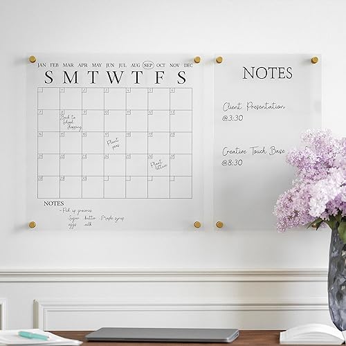 Martha Stewart Grayson Acrylic Calendar and Notes Board Set, Clear/Black