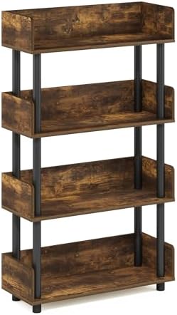 Furinno Turn-N-Tube 4-Tier Display Shelf, Open Frame, Amber Pine
