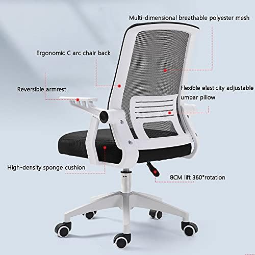 Comfy Chair Office Chair Ergonomic Desk Chair with Adjustable Height and Lumbar Support for Home Office Bedroom Meeting Room Swivel Chairs (Colour: Blue) (White)