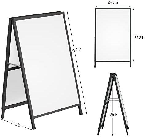Relx 24x36 Inch A Frame Sign, Double-Sided Metal Sandwich Board, Heavy Duty Slide-in Sidewalk Signs for Outdoor Street Advertising Poster (Frame only)