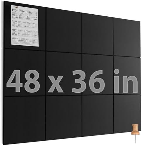 MaxGear Felt Bulletin Board 48" x 36", Black Felt Wall Tiles Wall Decor