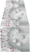 ALAZA Double-Sided Silver Christmas Tree Snowflake Table Runner 14x108 Inches Long,Table Cloth Runner for Wedding Birthday Party Kitchen Dining Home Everyday Decor