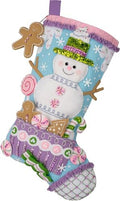 Bucilla Felt Applique 18" Stocking Making Kit, Snowman's Candy Confections, Perfect for DIY Arts and Crafts, 89729E