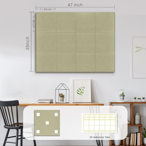 48" x 36" Large Felt Bulletin Board 1/2" Thick, Sage Green
