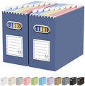 Oterri Portable Collapsible Cardboard File Box with Handle for Letter-Size | 2-Pack. Stainless Steel Handle. Label Stickers Included. Fits Letter Folders (Not Included). Home, Office, School, Dorm, Tax.