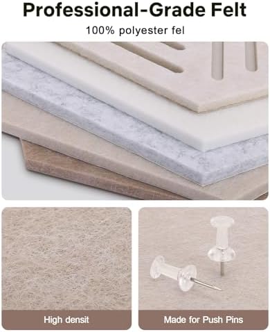 Hexagon Cork Bulletin Board Tiles, 10 Pack Felt Panels for Wall,