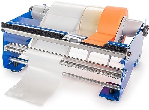 IDL Packaging 12" Manual Label and Tape Dispenser, 2" and Up Core Size, Adjustable Roll Width - Tabletop & Wall-Mounted Multi Roll Holder - Industrial Grade Steel Construction