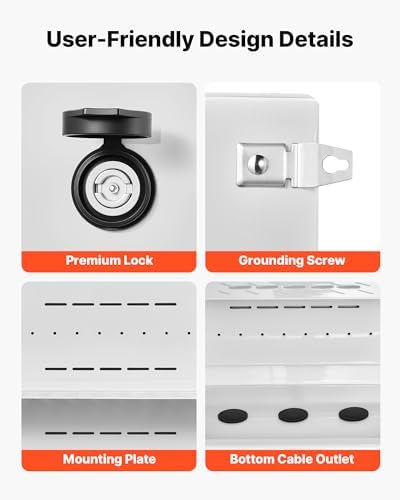 VEVOR Outdoor Electrical Box, Cold-Rolled Steel, Electrical Junction Box with Thermostat and Fan, Rain Hood, Ventilated Design, IP65 Waterproof Hinged Enclosure, Wall/Pole Mounted, 20 x 16 x 8 in
