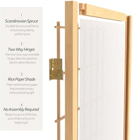 4 ft. Short Window Pane Shoji Screen - Natural - 4 Panels