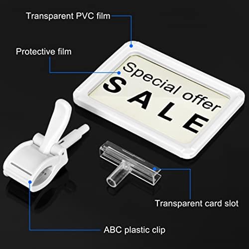7 Pcs 6 x 9” Swivel Sign Holder with Clamp for Retail Clothing Rack, White