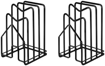 SUNFICON 2 Pack Cutting Board Racks Holders Pot Pan Lids Holders Chopping Board Organizers Thin Bakeware Trays Dry Display Stands Kitchen Countertop Cabinet Office Black