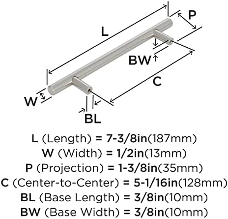 Amerock 10 Pack 5-1/16" Bar Pulls Polished Nickel Drawer Pull