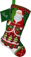 Bucilla Felt Applique 18" Stocking Making Kit, Santa's Quilted Delight, Perfect for DIY Arts and Crafts, 89734E