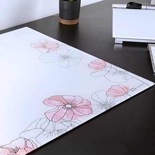Quartet Glass Desktop Weekly Planner, 17" x 22", Whiteboard, Dry Erase Surface, Clean Erase, Includes 1 Dry Erase Marker, Floral (GDP2217F)