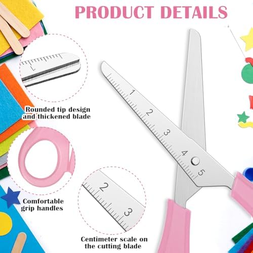 Honoson 150 Pack Student Scissors Bulk with Ruler Blade,Pink