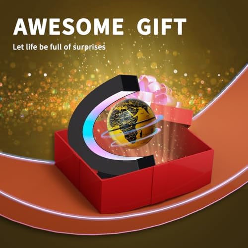 Magnetic Levitating Floating Globe with LED Lights, Cool Gadgets C Frame Globe Lamp for Office Home Desk Decor, Cool Tech Gifts for Men Father Husbands Boys