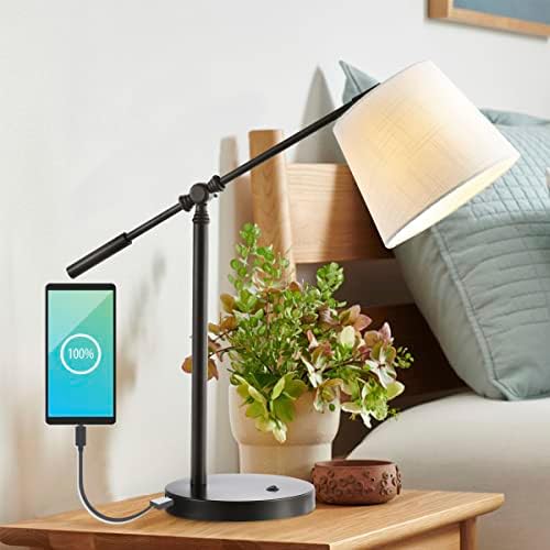 JONATHAN Y Troy Task Lamp 24" Adjustable Metal USB Port, Oil Rubbed Bronze