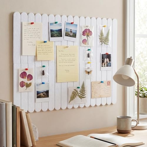 Yookeer Large Scalloped Felt Bulletin Board 36'' x 24'' Cork Board Alternative for Office Wall Decor 6 Pack with 25 Safe Removable Adhesive Tabs Push Pin, Felt Pin Boards for Home Office(Cream White)