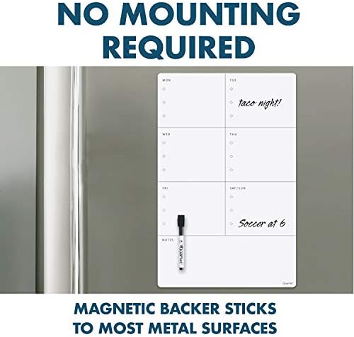 Quartet Magnetic Weekly Planner Dry Erase Board, 11" x 17", Small White Board for Fridge, Home School Supplies or Home Office Decor, Frameless, Includes 1 Dry Erase Marker (63540)