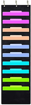 EAMAY Hanging File Folder Organizer Wall Mounted - 10 Pockets Wall File Folders, Office Supplies File Document Organizer Holder Pocket Chart for Offices, Classroom or Home Use
