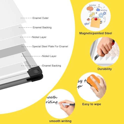 XBoard Porcelain Magnetic Dry Erase Board 36 x 24 Inches