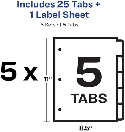 Avery Index Maker Clear Label Dividers, 5-Tab, White, 5 Sets