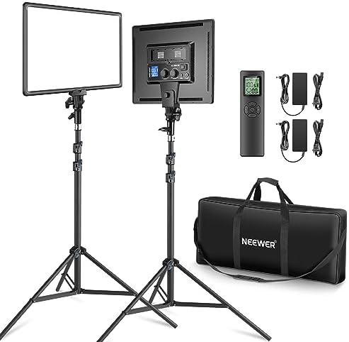 NEEWER 18" LED Video Light Panel Key Lighting Kit with Remote, 2 Pack, 45W