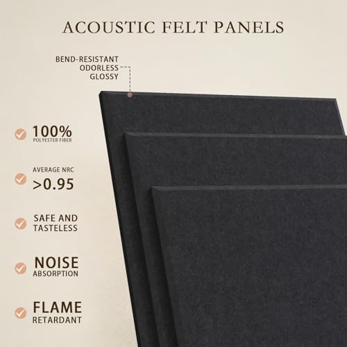 JBER Cork Board Alternative, 6 Pack 36" x 24" Felt Bulletin Board, Black
