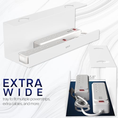 VIVO White 17 inch Extra Deep Cable Management Tray, DESK-AC16-1CW