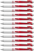 Pentel EnerGel RTX Pearl Retractable Liquid Gel Pen Metal Tip, 12 Pack, 0.7mm, Medium Line, Red Ink (BL77PW-B)