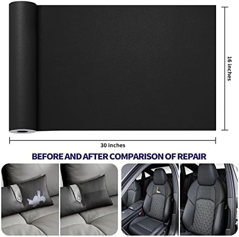 Leather Repair Patch Tape Kit, Self Adhesive Leather Repair for Furniture, Couch, Sofa, Car Seats,Office Chair,Vinyl Repair Kit.30inx16in