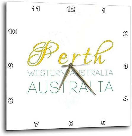 3dRose Wall Clock Silent - 10 inch - Perth Western Australia National Colors Patriot Home Town Design - Alexis Design - Australian Cities