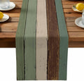 Green Brown Wood Grain Table Runner Dresser Scarf 13 x 36 Inch Vintage Mottled Board Striped Farm Table Runners Non-Slip Heat Resistant Kitchen Dining Table Decor for Home Holidays Indoor Outdoor