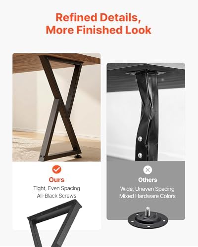 VEVOR Table Legs, 29.1" H x 18.6" W Steel Furniture Legs, Modular Design, Easy Assembly, 2204 lbs Max Load Heavy Duty, Z Shape for Home Office Desk DIY, Coffee Dinner Tables, Workbench,2 PCS, Black
