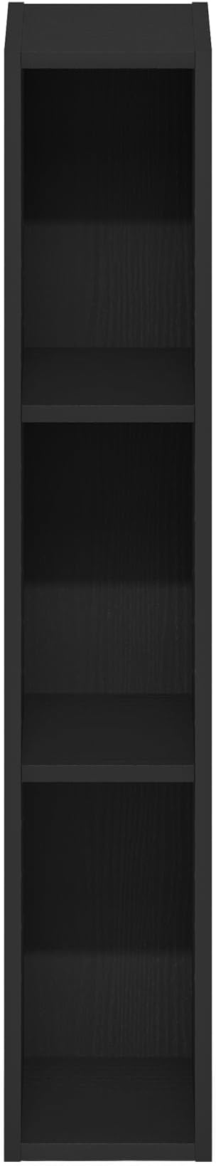Furinno Fulda Book Shelf, 3-Tier Narrow Bookshelf, Bookcase with 6-in Width Storage Shelf, 9.3 x 5.9 x 31.5, for Living Room, Bedroom, Home Office, Blackwood