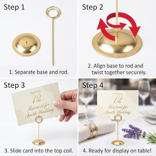 HOHIYA 12 Pack 12" Gold Table Number Holders for Weddings & Events
