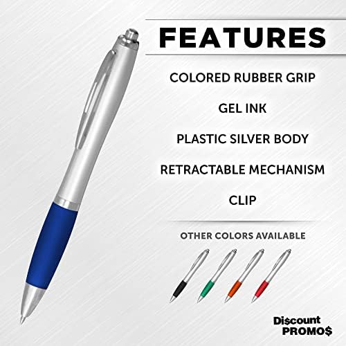 DISCOUNT PROMOS Colored Grip Gel Pens Set of 10, Bulk Pack - Great for Office, School, Business, Tradeshows, Events - BlueBI