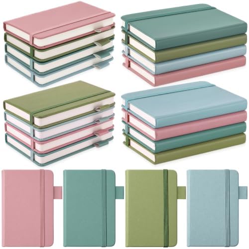 Ceenna 16 Packs Pocket Small Notebook Journals with Pen Holder Mini Notebook Bulk 192 Pages/96 Sheets Hardcover with Thick Lined Paper 3" x 4.4" A6 Small Notepad Morandi Color for Home & Journey