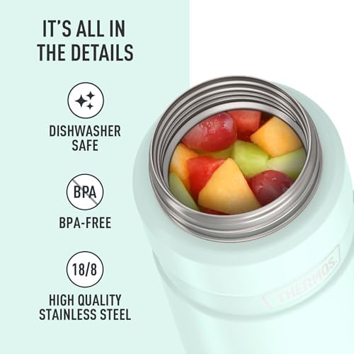 THERMOS Stainless King Food Jar with Bowl, 24oz, Matte Light Blue