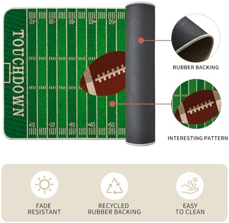 Artoid Mode Touch Down American Football Court Kitchen Mats Set of 2, Rugby Boy Home Decor Low-Profile Kitchen Rugs for Floor - 17x29 and 17x47 Inch