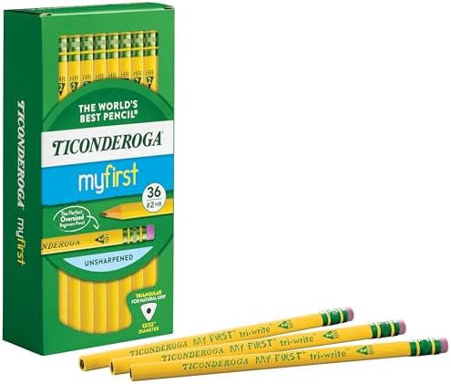Ticonderoga My First Tri-Write Wood-Cased Pencils, Unsharpened