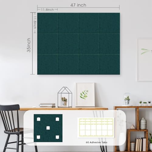 48" x 36" Large Felt Bulletin Board 1/2" Thick, Forest Green