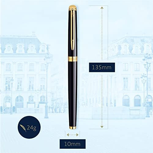 Waterman Hemisphere Fountain Pen Black with Gold Trim Medium Nib Blue Ink Gift Box
