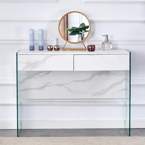 White Environmental Protection Minimalist Dresser, Desk, Desktop Computer Desk, with Double Drawer Storage Space, Simple Home, Perfect for Various Styles of Home Environment.