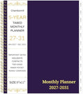 2027-2031 Monthly Planner, 5 Year Monthly Planner/Calendar 2027-2031, 60-Month Jan 2027 – Dec 2031, 9" x 11", Tabs, Double-Side Pocket, Holidays, Thick Paper - Purple