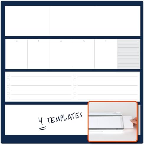 Quartet Glass Dry Erase White Board, Flip-Top Desktop Pad for Notetaking, 18" x 6" Whiteboard with Storage, Templates and Dry Erase Marker, White Surface (Q090F04-R)