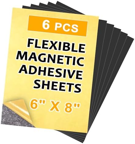 Towjug Magnetic Sheet with Adhesive Backing 6 x 8, 6 Pack